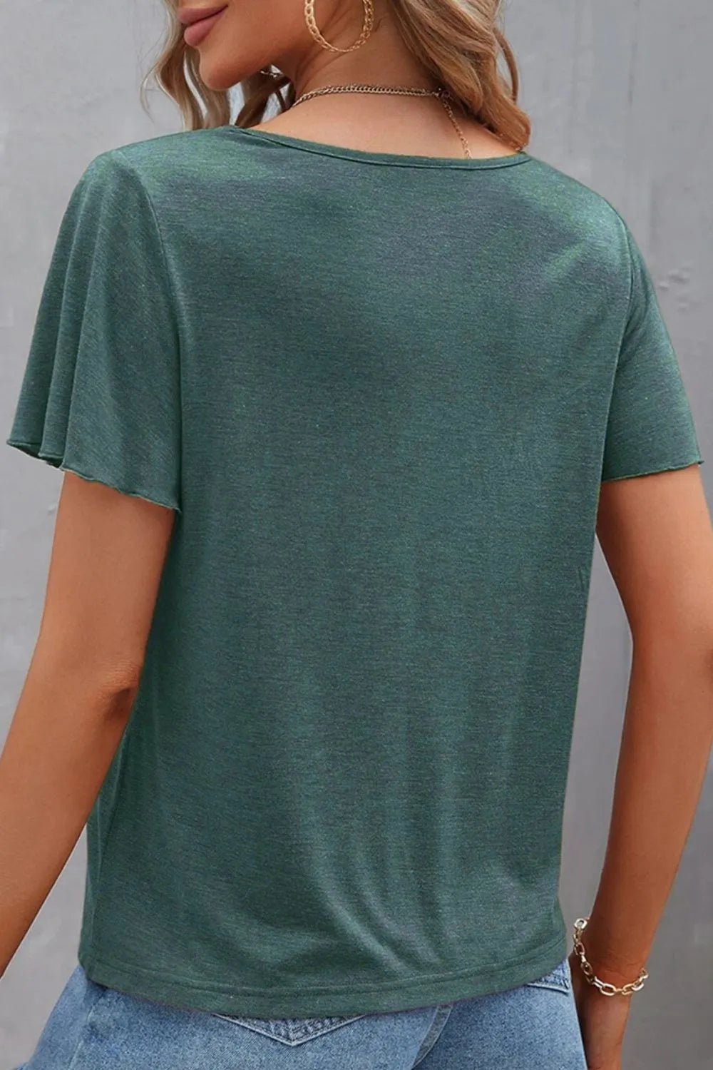 V - Neck Short Sleeve T-Shirt – Turquoise for Shopify Collective (3 view)