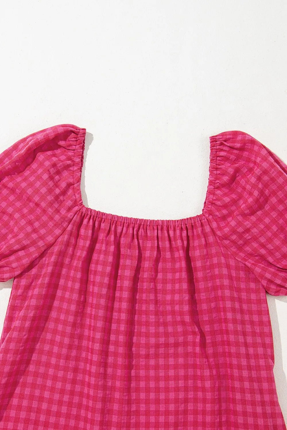 SYNZ Gingham Check Bubble Sleeve Ruffled Maxi Dress – Strawberry for Shopify Collective (7 view)