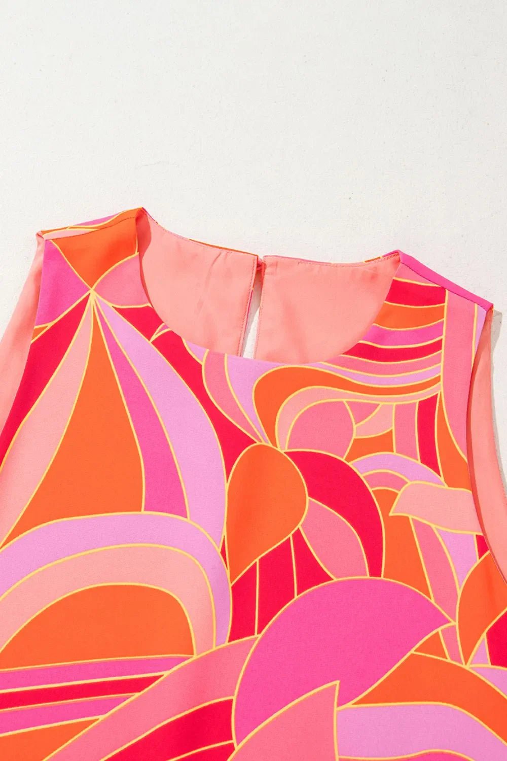 Abstract Floral Print Sleeveless Shift Mini Dress – Strawberry for Shopify Collective (9 view)