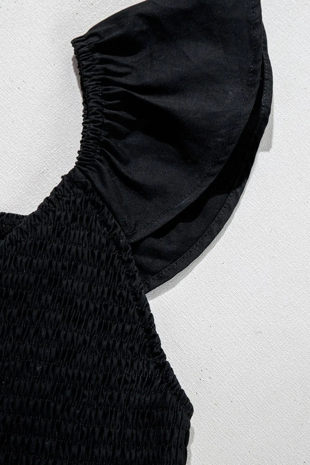 V Neck Ruffled Cap Sleeve Smocked Maxi Dress – Black for Shopify Collective (6 view)