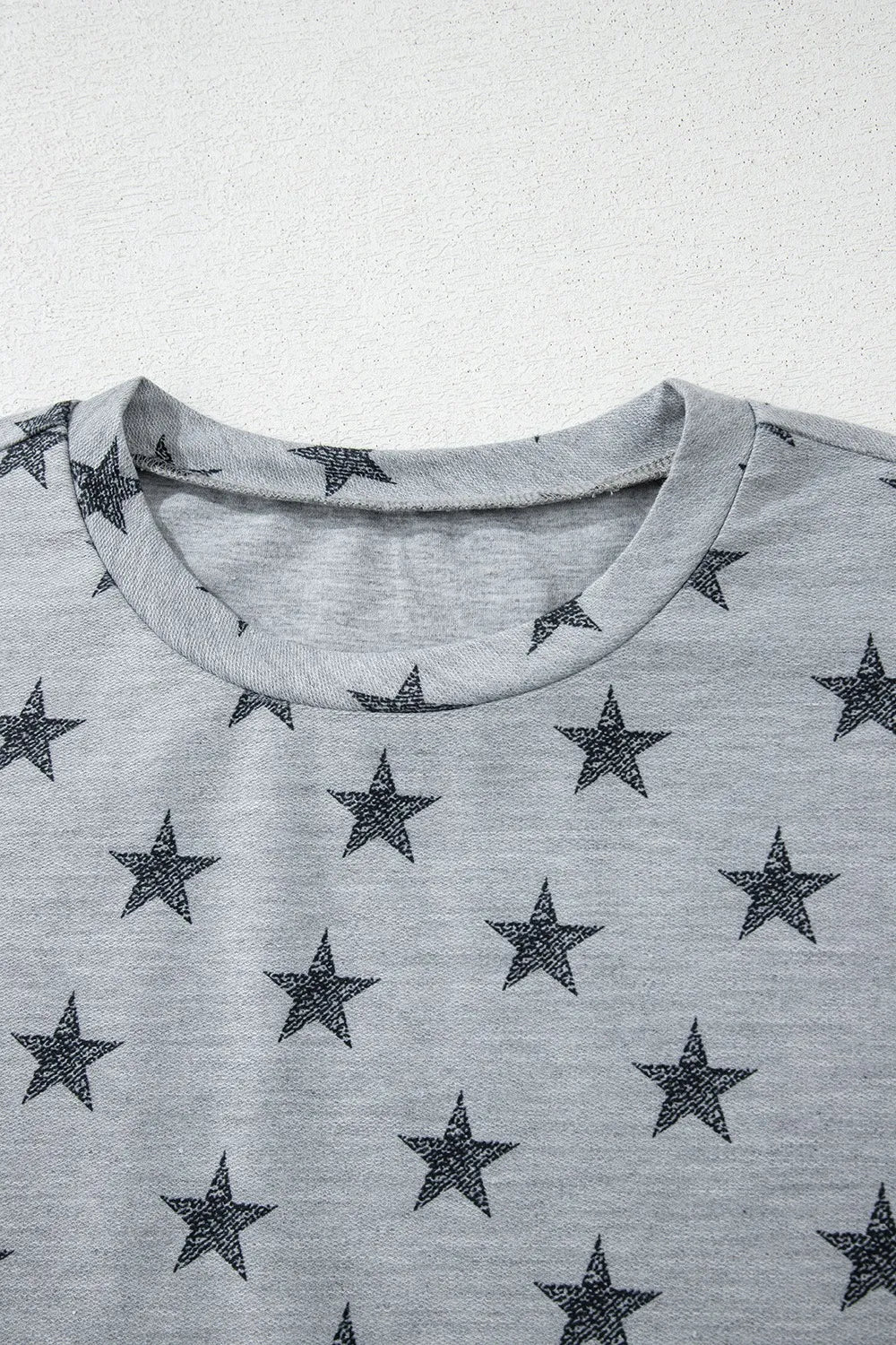Star Print Tiered Ruffled Sleeve Crew Neck T Shirt – Gray by Simply Love