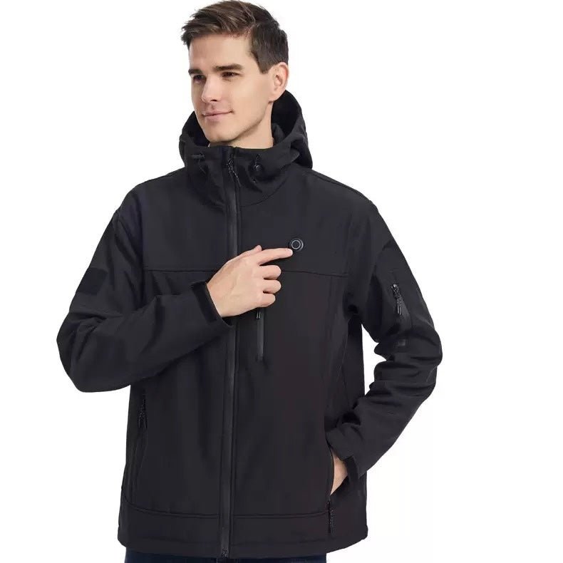 10 - Zone Softshell Heated Jacket Waterproof Winter Coat|LITEGUEST™ – Black Jacket for Apparel (1 view)