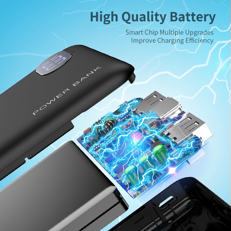 10,000mAh Power Bank – Dual USB Fast Charge with Digital Display | Portable Charger – Black Accessories for 10000mAh (3 view)