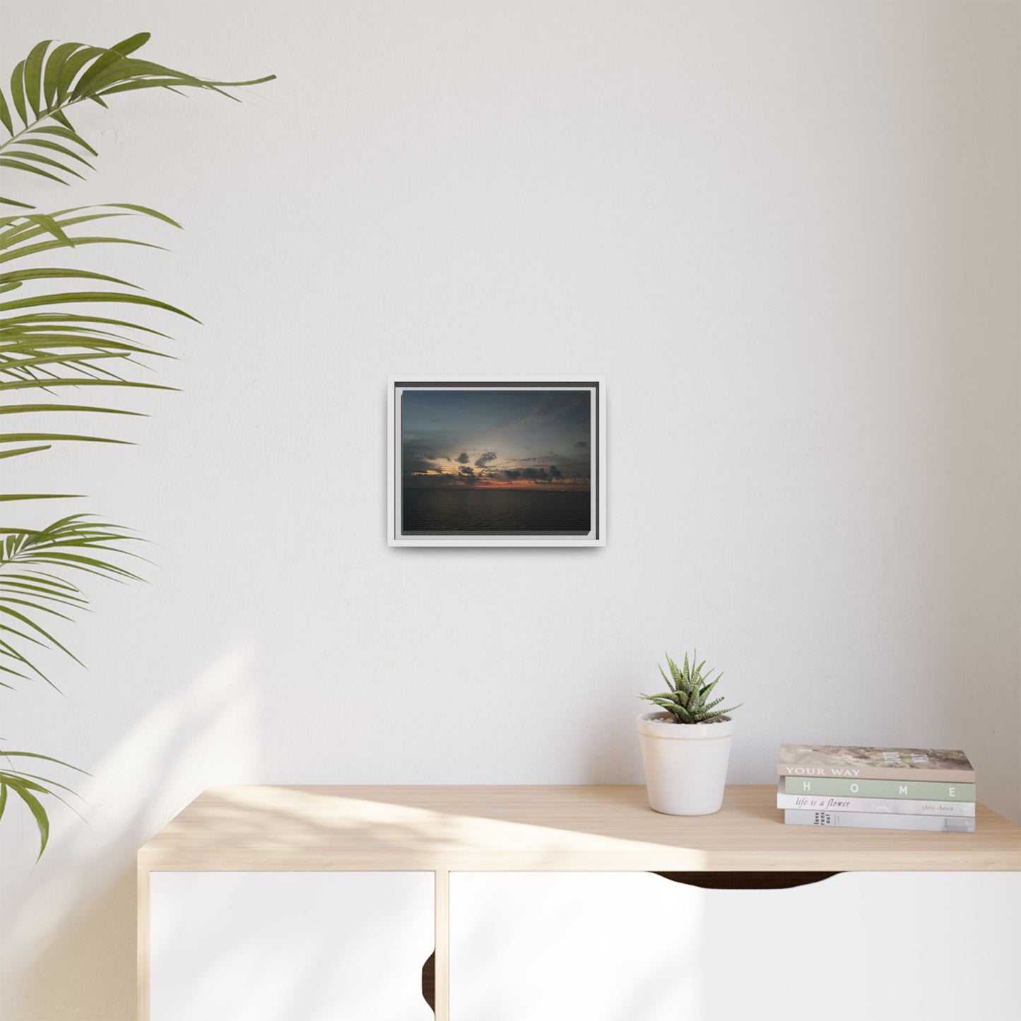 Framed Ocean Sunset Canvas Print, Coastal Wall Art, Home Decor, Gift for Nature Lovers, Beach House Accent