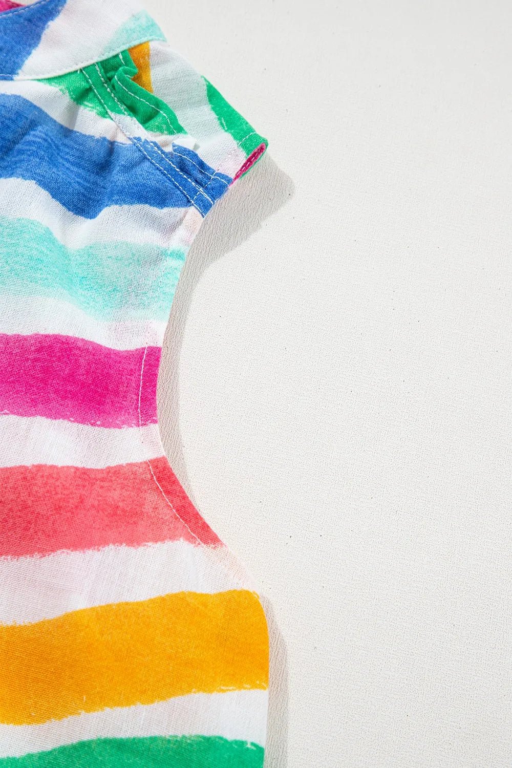 Rainbow Stripes Ruffled Hem Tank Top – Multicolor Tank Top for Shopify Collective (7 view)