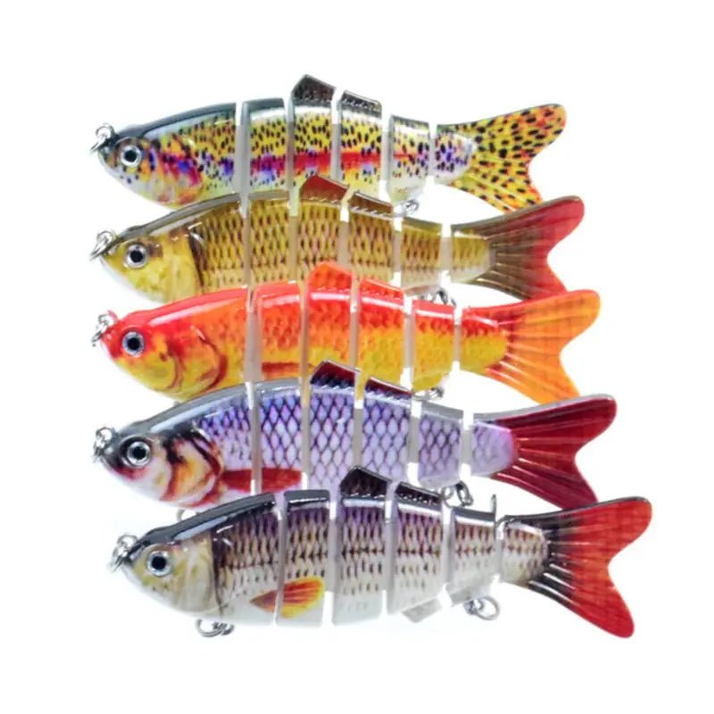 10cm Multi - Section Bionic Fishing Lure – 6 - Segment ABS Swimbait with 3D Eyes & Treble Hooks | Freshwater & Saltwater – 1 Fishing Gear for 6 Segment Lure (3 view)