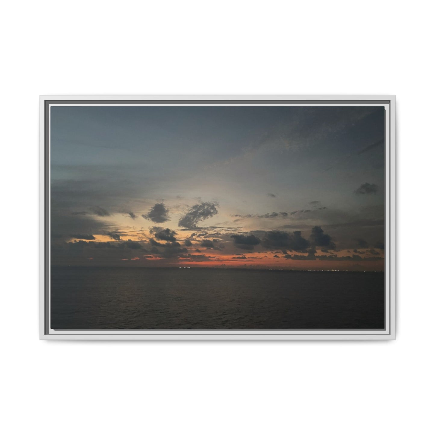 Framed Ocean Sunset Canvas Print, Coastal Wall Art, Home Decor, Gift for Nature Lovers, Beach House Accent