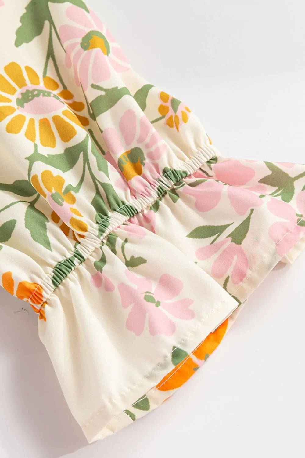 Printed Notched Flounce Sleeve Mini Dress – Floral for Shopify Collective (9 view)