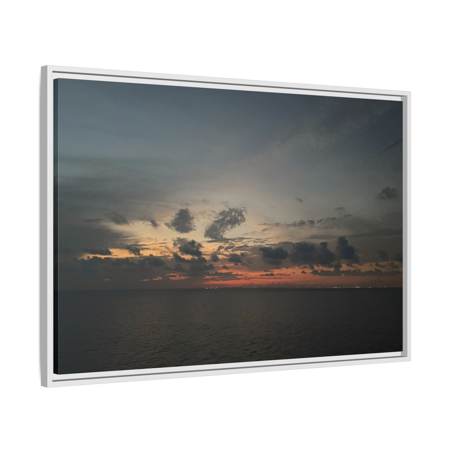 Framed Ocean Sunset Canvas Print, Coastal Wall Art, Home Decor, Gift for Nature Lovers, Beach House Accent