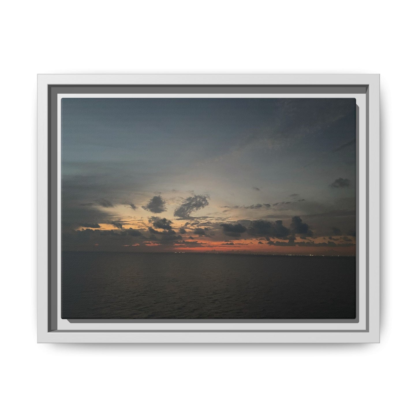 Framed Ocean Sunset Canvas Print, Coastal Wall Art, Home Decor, Gift for Nature Lovers, Beach House Accent