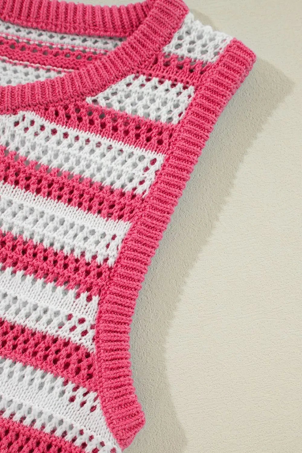 Stripe Hollowed Knit Sleeveless Sweater Dress – Strawberry by Simply Love