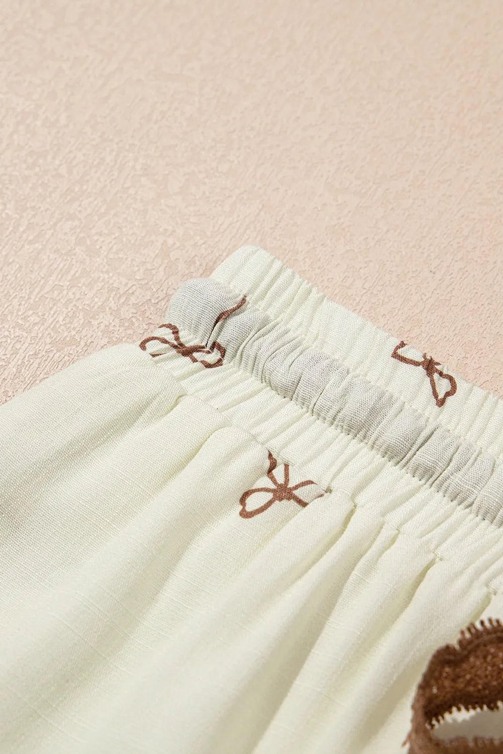Bow Print Lace Drawstring Casual Shorts – Cream Bottoms for Shopify Collective (7 view)