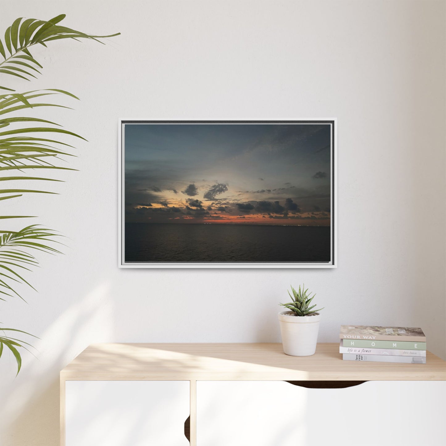 Framed Ocean Sunset Canvas Print, Coastal Wall Art, Home Decor, Gift for Nature Lovers, Beach House Accent
