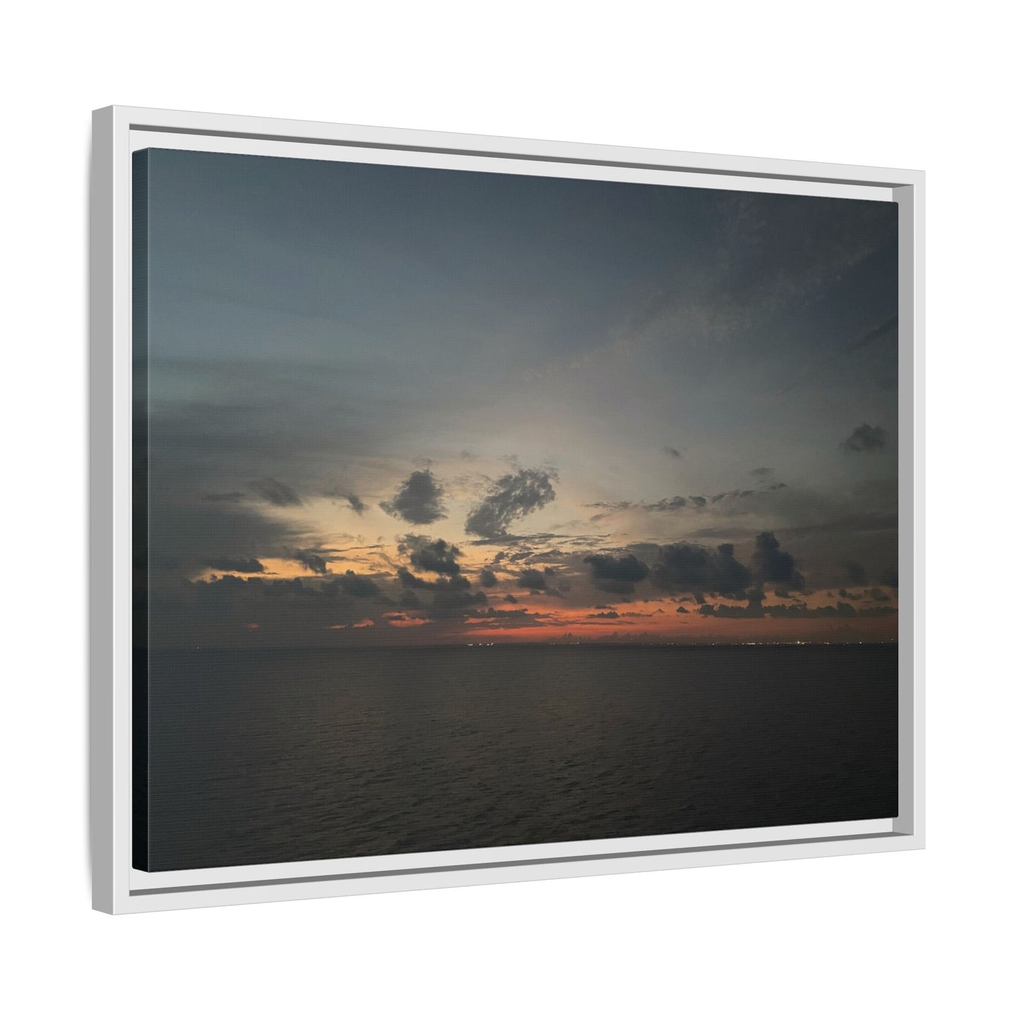 Framed Ocean Sunset Canvas Print, Coastal Wall Art, Home Decor, Gift for Nature Lovers, Beach House Accent