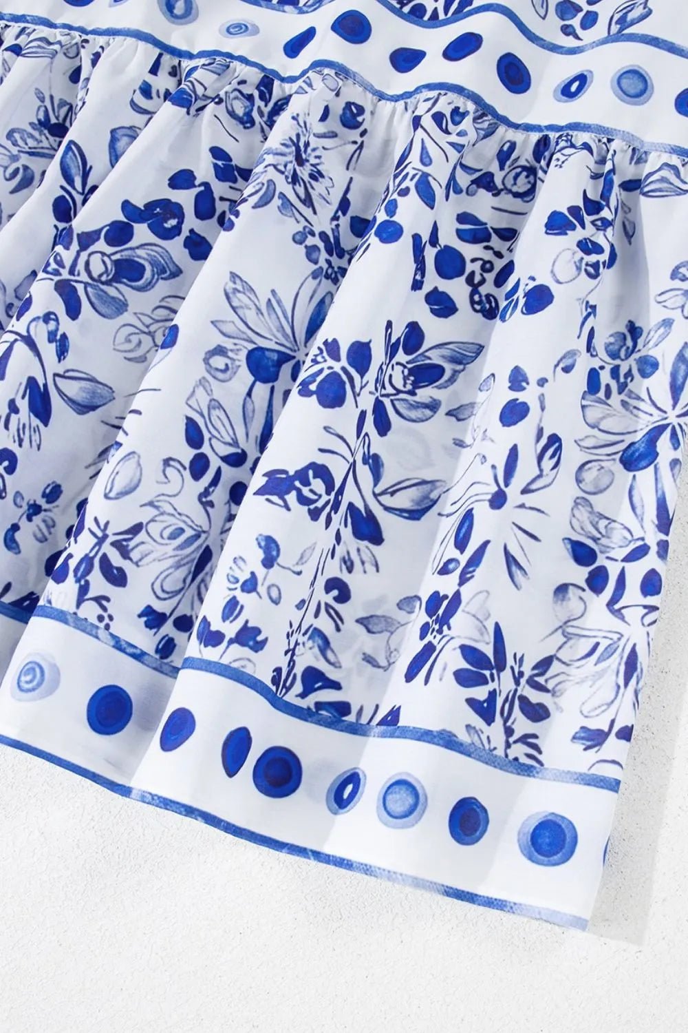 Smocked Printed Square Neck Puff Sleeve Dress – Royal Blue by Simply Love