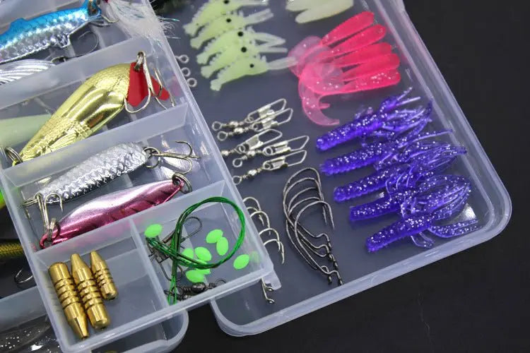 100 Piece Fishing Lure Set – Soft Bait & Hooks Kit with – Colorful Fishing Gear for bass fishing gear (7 view)