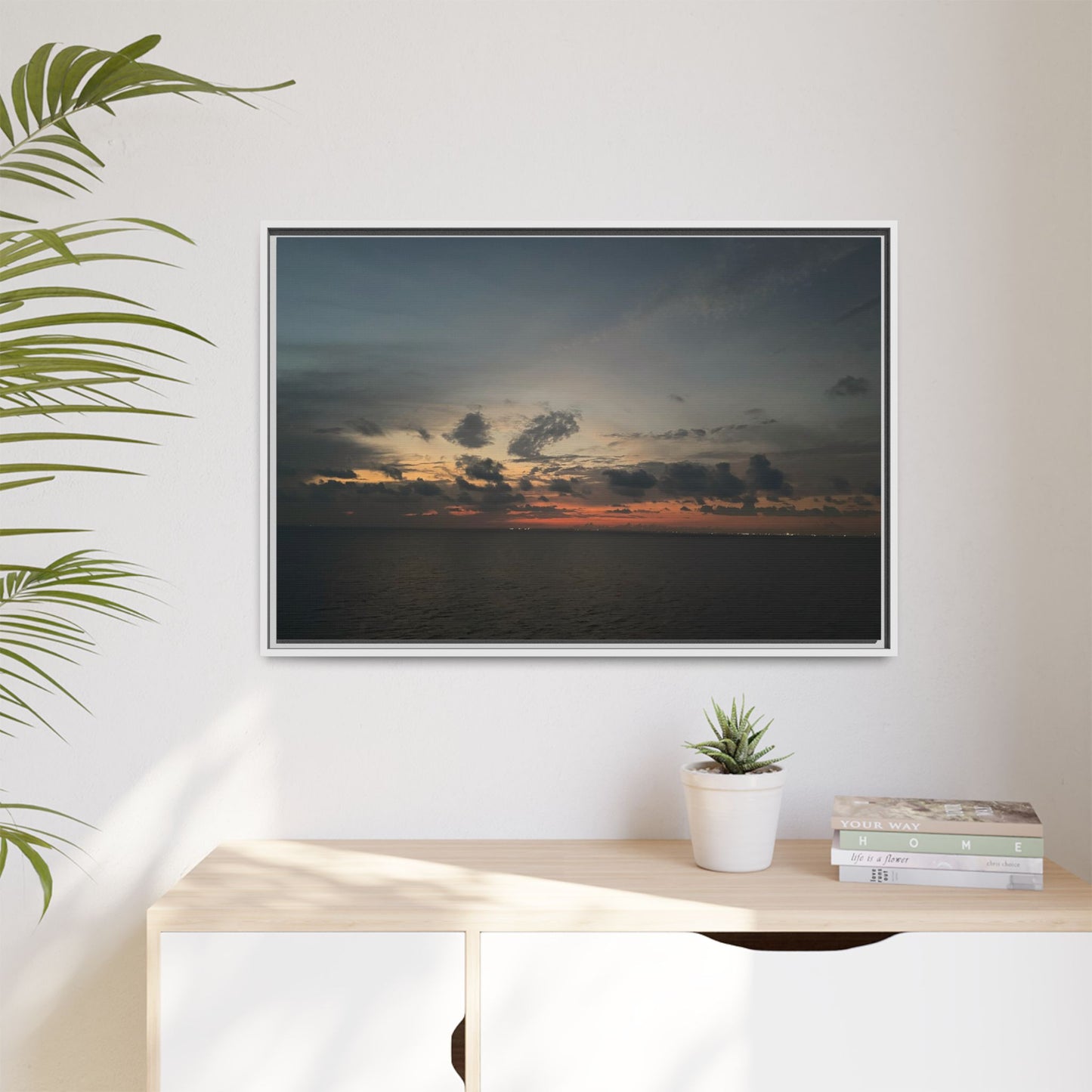Framed Ocean Sunset Canvas Print, Coastal Wall Art, Home Decor, Gift for Nature Lovers, Beach House Accent