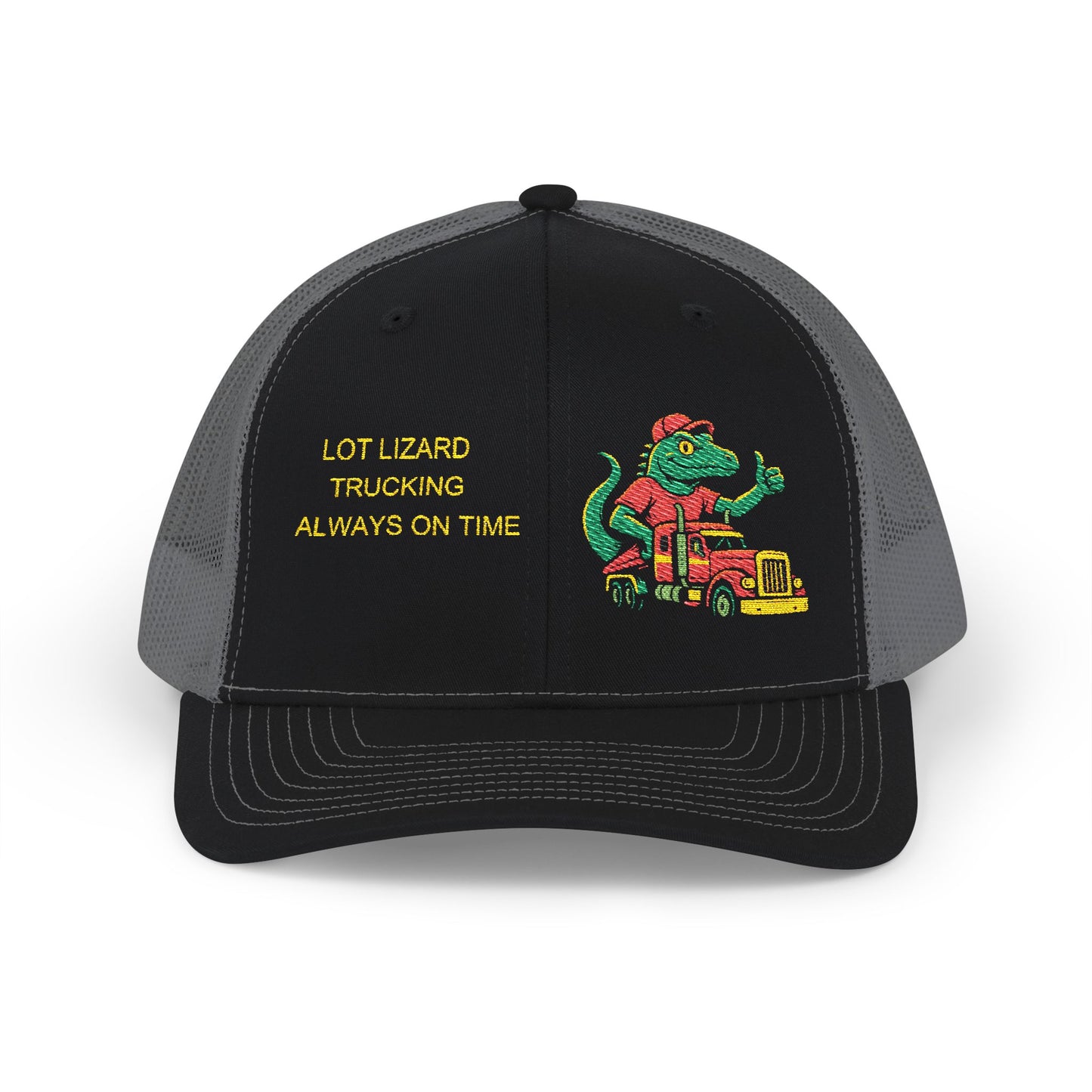 Embroidered Snapback Trucker Cap Lot Lizard Trucking Design – One size Apparel by Printify
