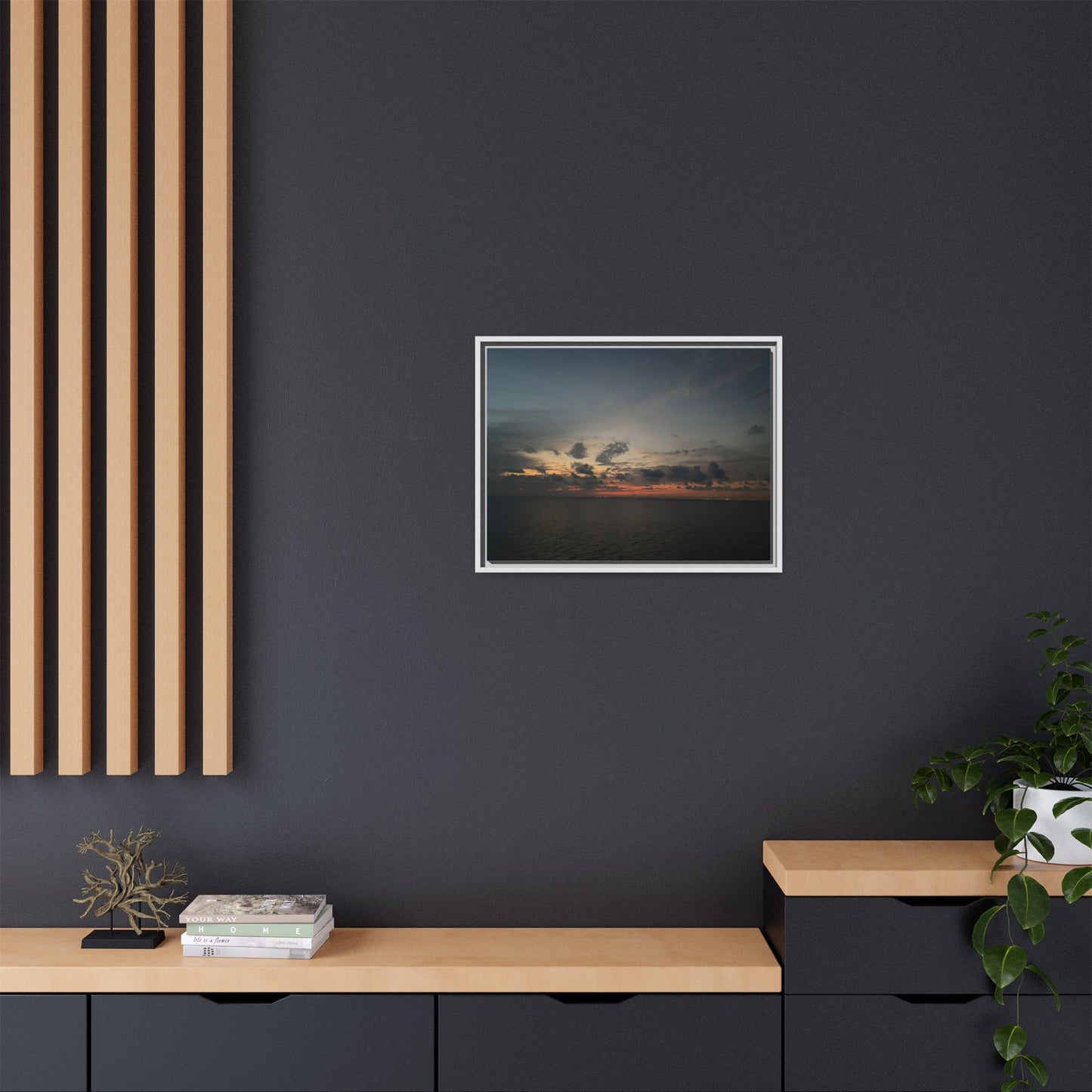 Framed Ocean Sunset Canvas Print, Coastal Wall Art, Home Decor, Gift for Nature Lovers, Beach House Accent