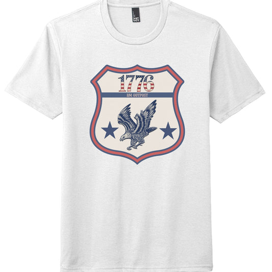 1776 Outpost – Vintage American Patriot Tee | Outdoor & Freedom Apparel – White T-Shirt for 1776 (2 view)