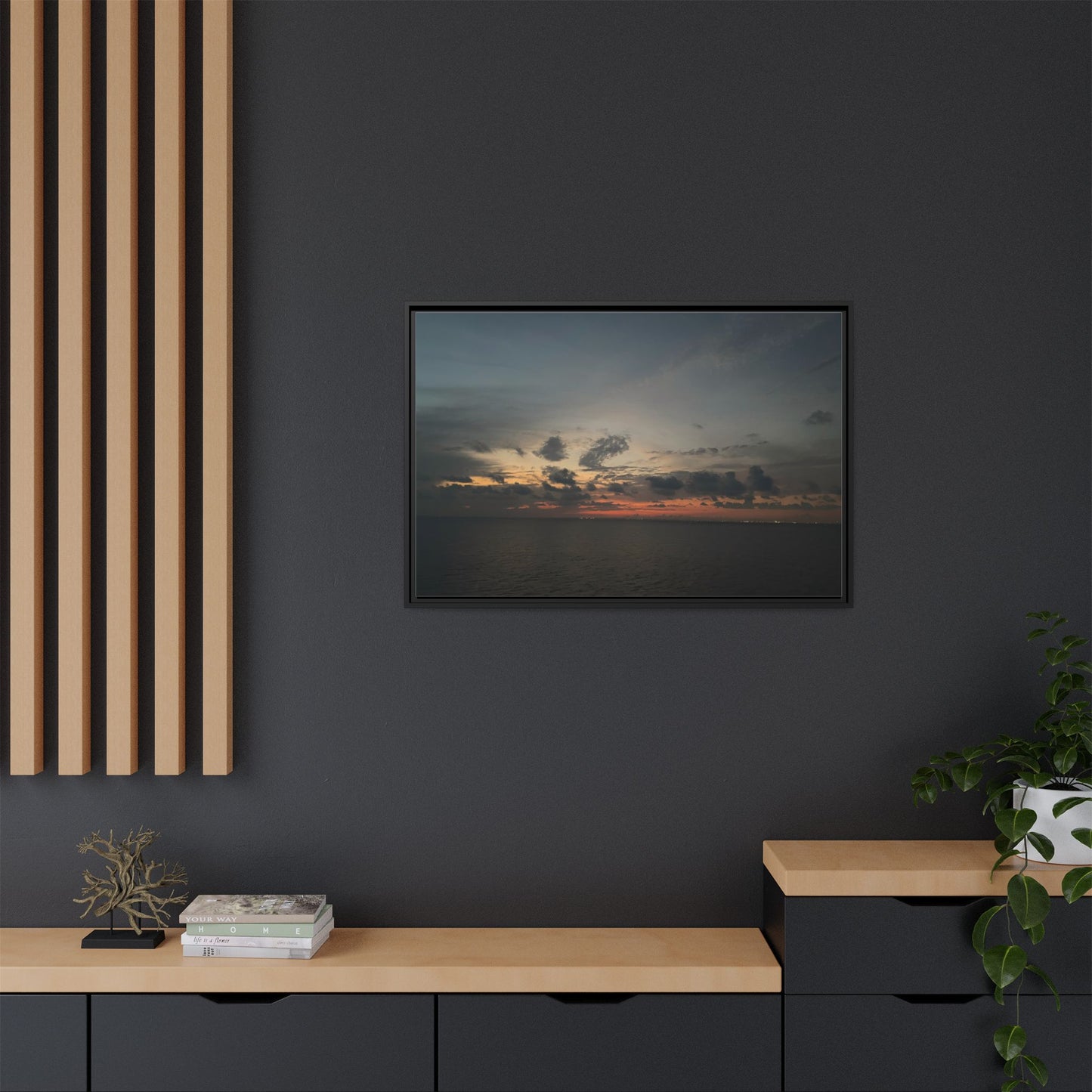 Framed Ocean Sunset Canvas Print, Coastal Wall Art, Home Decor, Gift for Nature Lovers, Beach House Accent