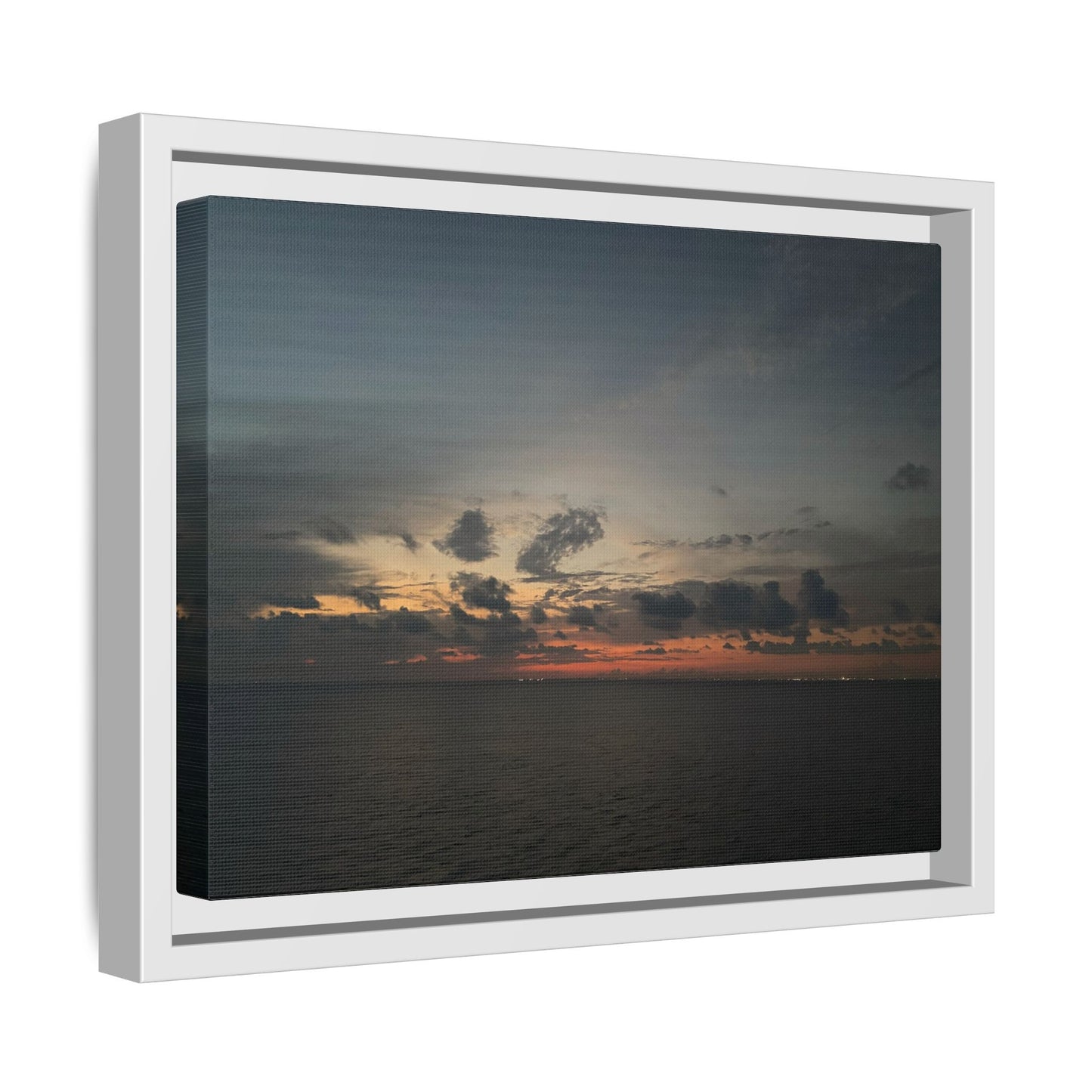 Framed Ocean Sunset Canvas Print, Coastal Wall Art, Home Decor, Gift for Nature Lovers, Beach House Accent