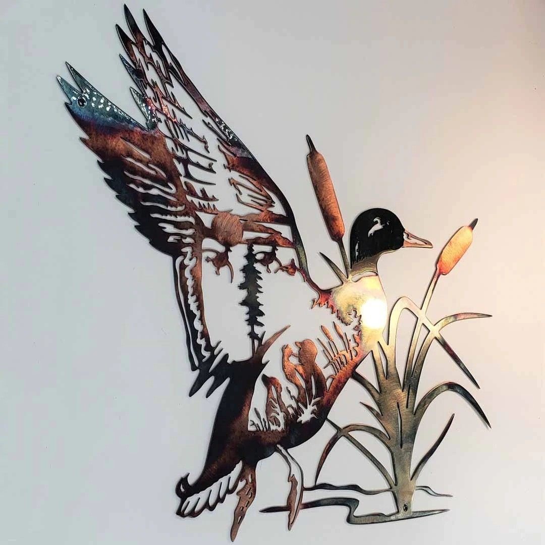 Mallard Duck Wall Art – 3D Metal Alloy Home Decor | Rustic – Wild duck 25X29cm Wall Art by SbrTnHomes