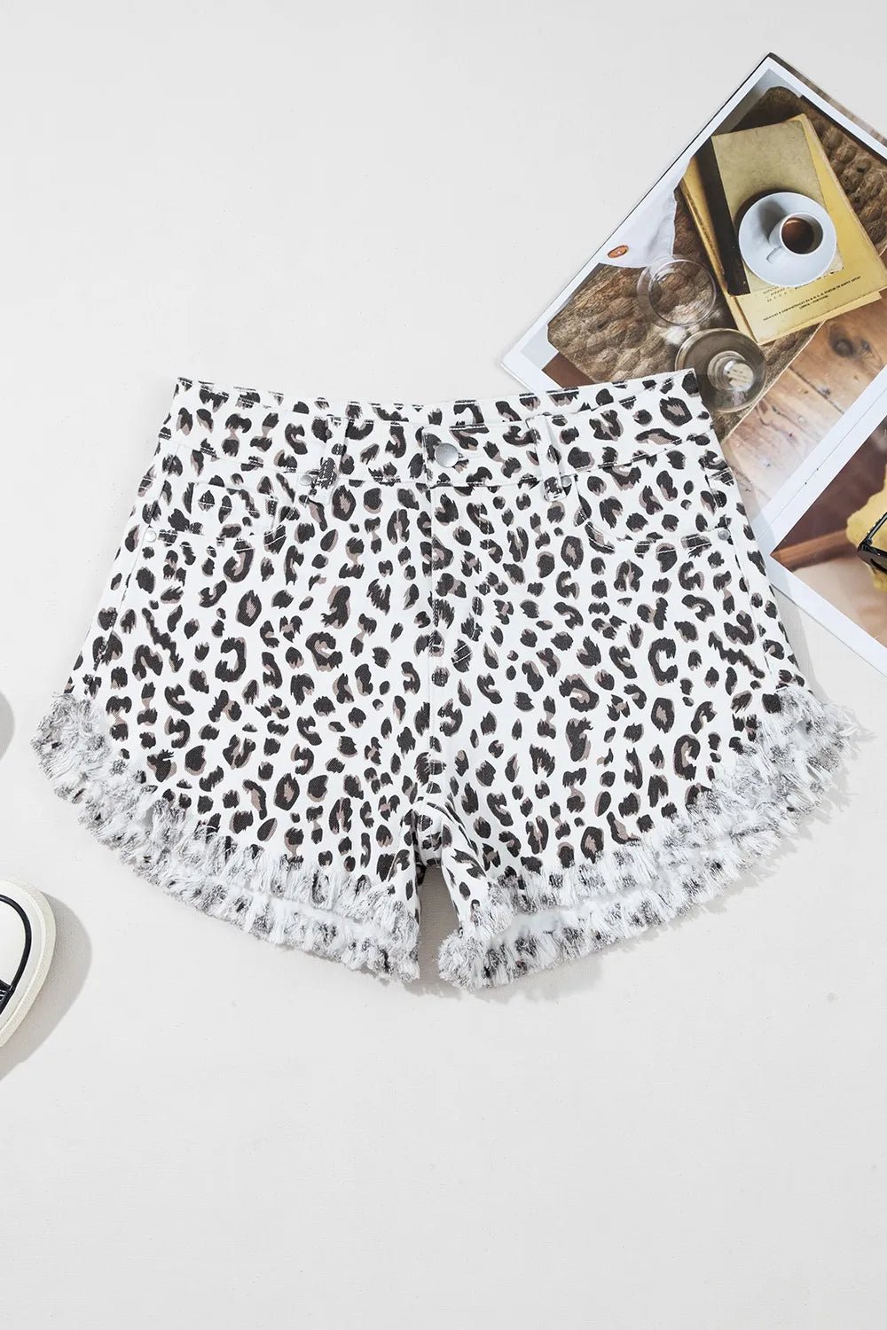 Leopard Frayed Hem Denim Shorts – Leopard for Shopify Collective (3 view)