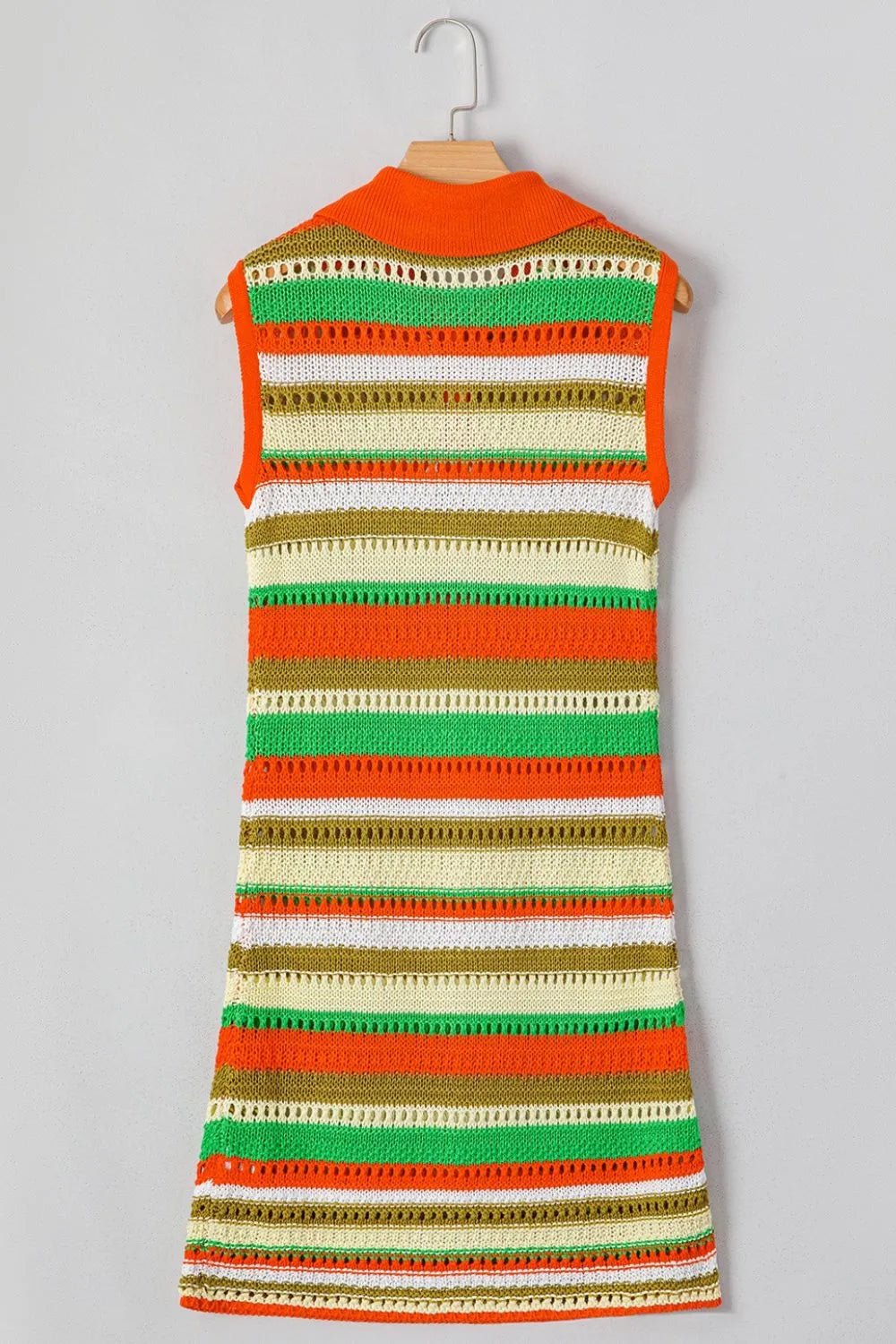 Openwork Stripe Sleeveless Sweater Dress – Stripe by Simply Love