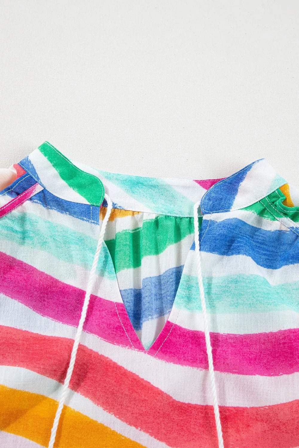 Rainbow Stripes Ruffled Hem Tank Top – Multicolor Tank Top for Shopify Collective (5 view)