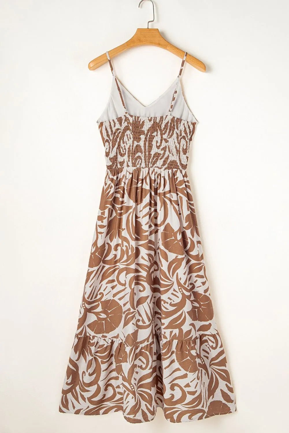 Floral Shirred High Waist Spaghetti Straps Dress – Mocha for Shopify Collective (8 view)