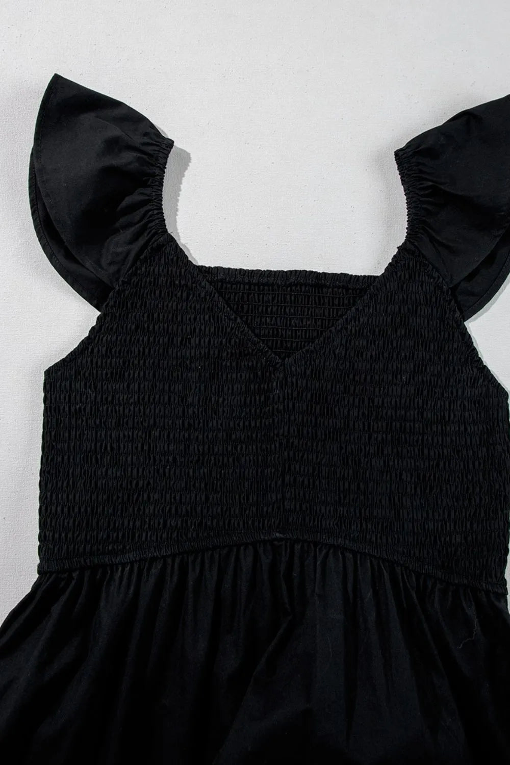 V Neck Ruffled Cap Sleeve Smocked Maxi Dress – Black for Shopify Collective (4 view)