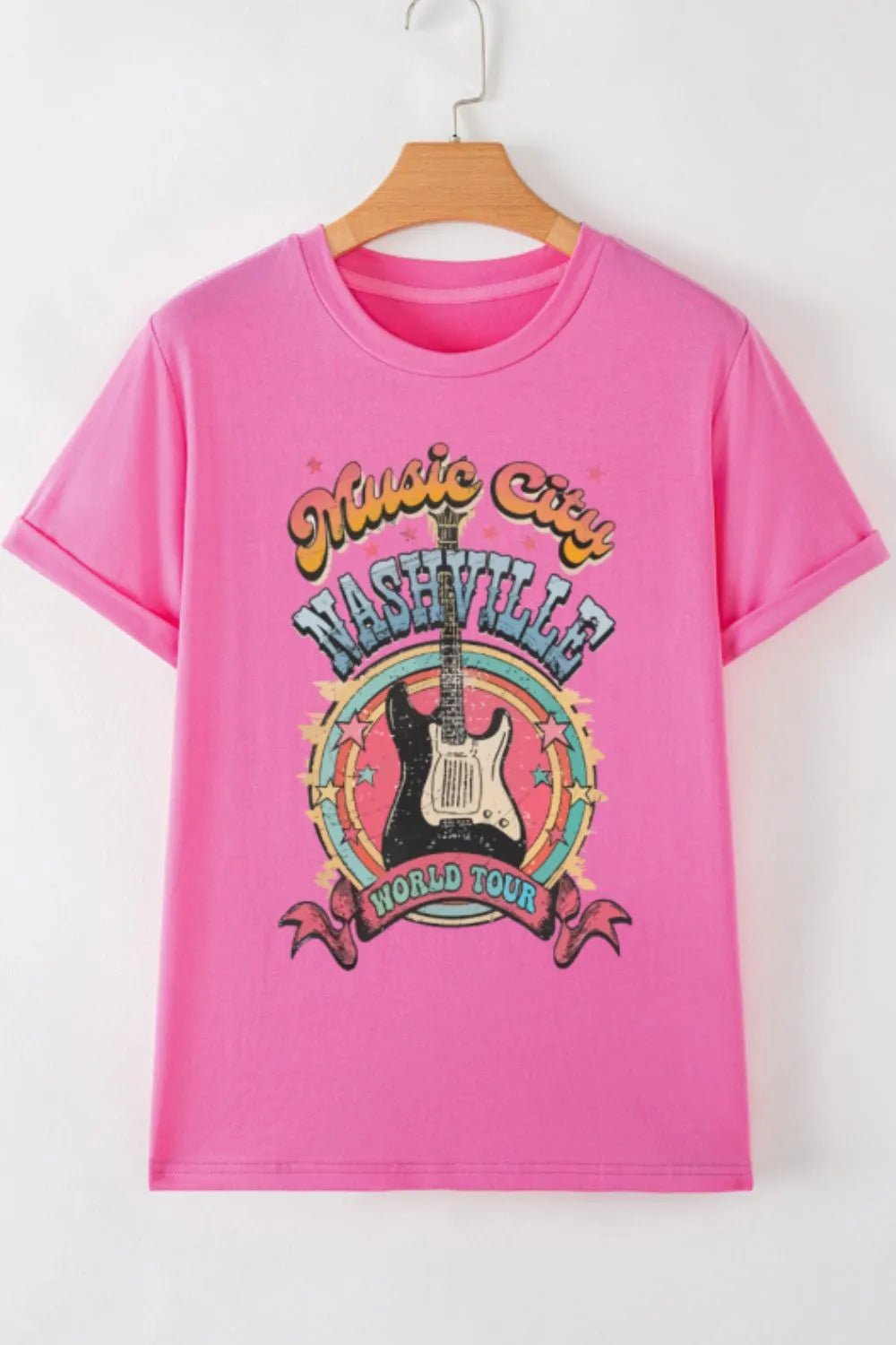 Graphic Round Neck Short Sleeve T-Shirt – Hot Pink by Simply Love