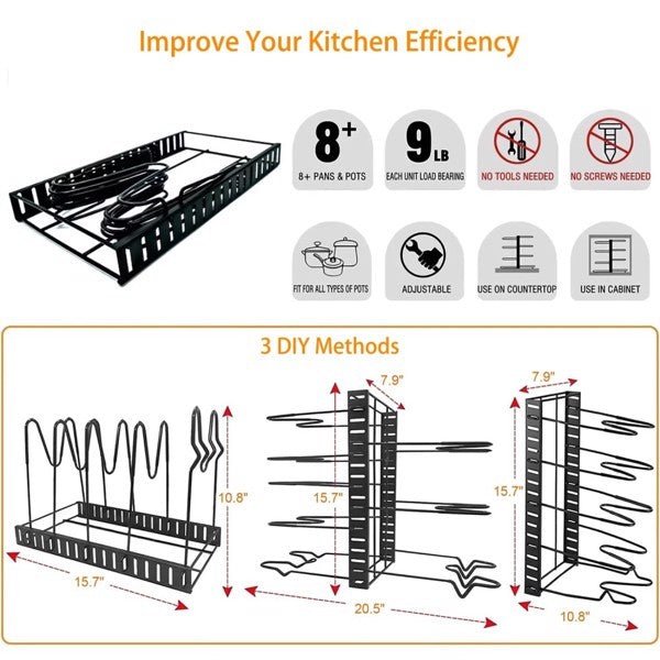 2 Pieces Of Kitchen Organization And Storage Racks, Adjustable Pot Cover Brackets And Pot Racks, Not Shipped On Weekends – 2Pcs Kitchen Gadget for kitchen (3 view)