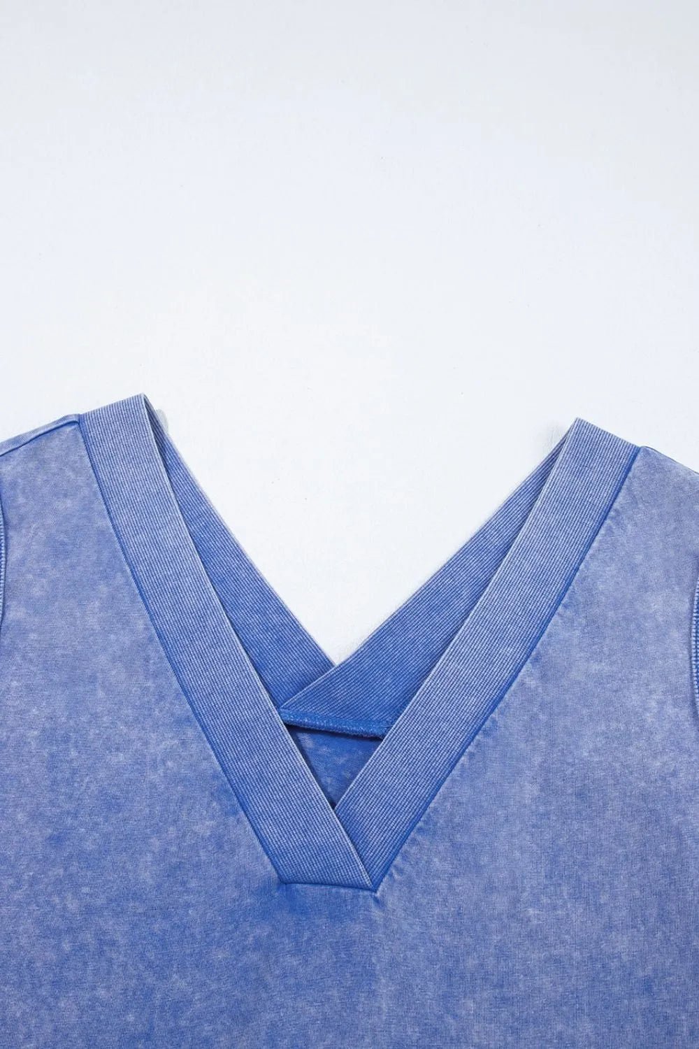 Mineral Wash Pocketed Sleeveless V Neck Loose Romper – Dusty Blue for Shopify Collective (4 view)