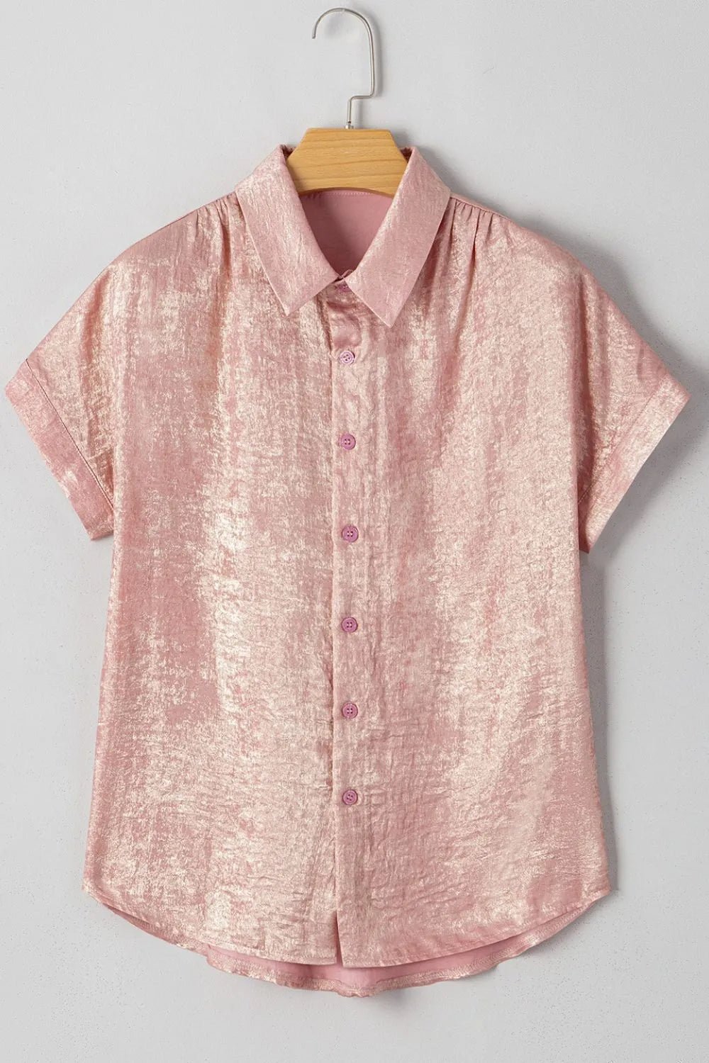 Button Down Short Sleeve Shirt – Pale Blush for Shopify Collective (4 view)