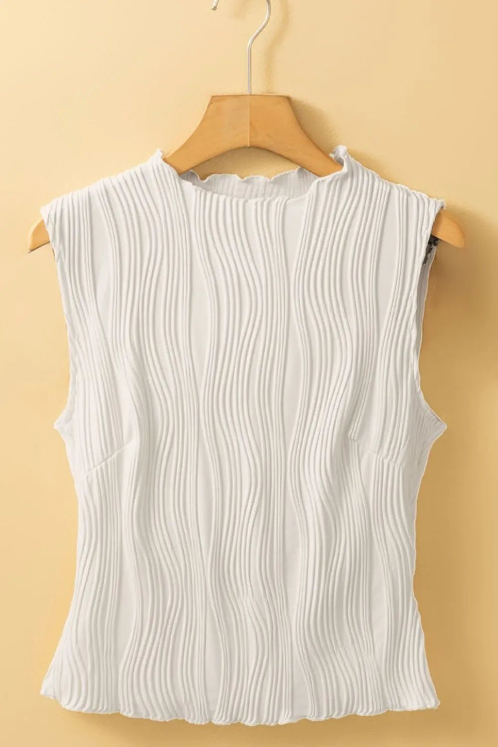 Wavy Textured Mock Neck Tank – White for Shopify Collective (5 view)