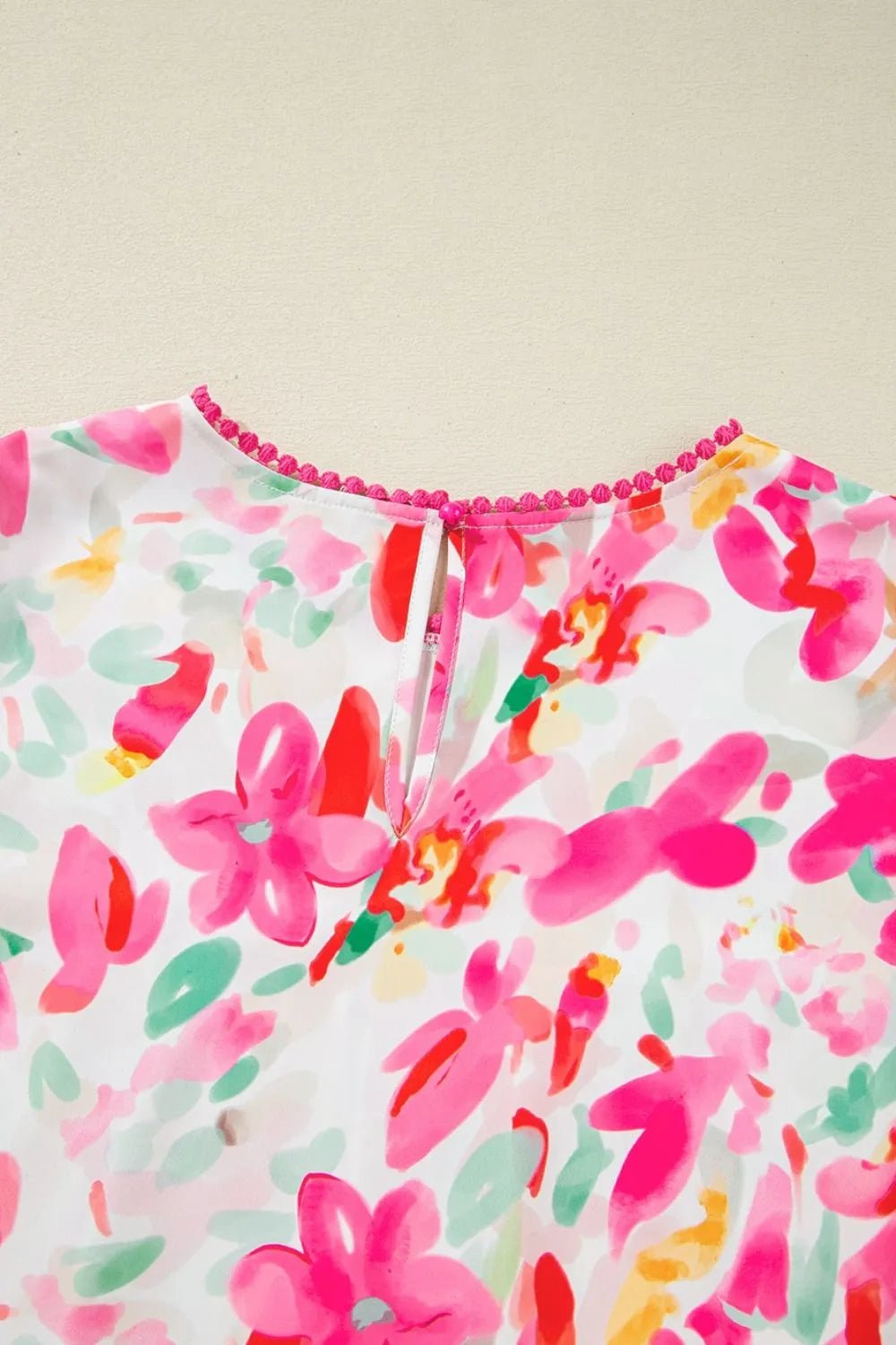 Floral Print Ruffle Sleeve Round Neck Blouse – Floral for Shopify Collective (9 view)