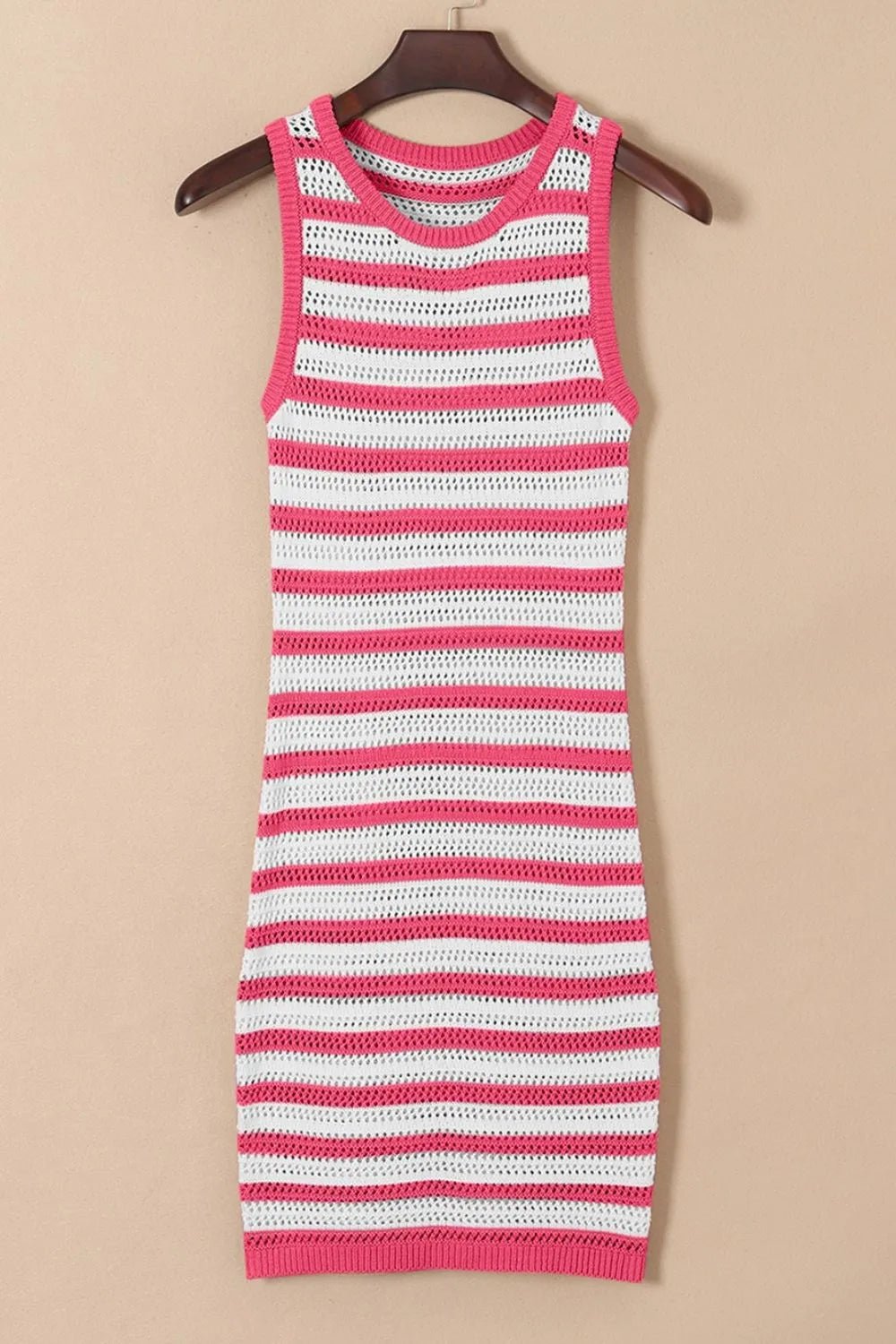 Stripe Hollowed Knit Sleeveless Sweater Dress – Strawberry for Shopify Collective (8 view)