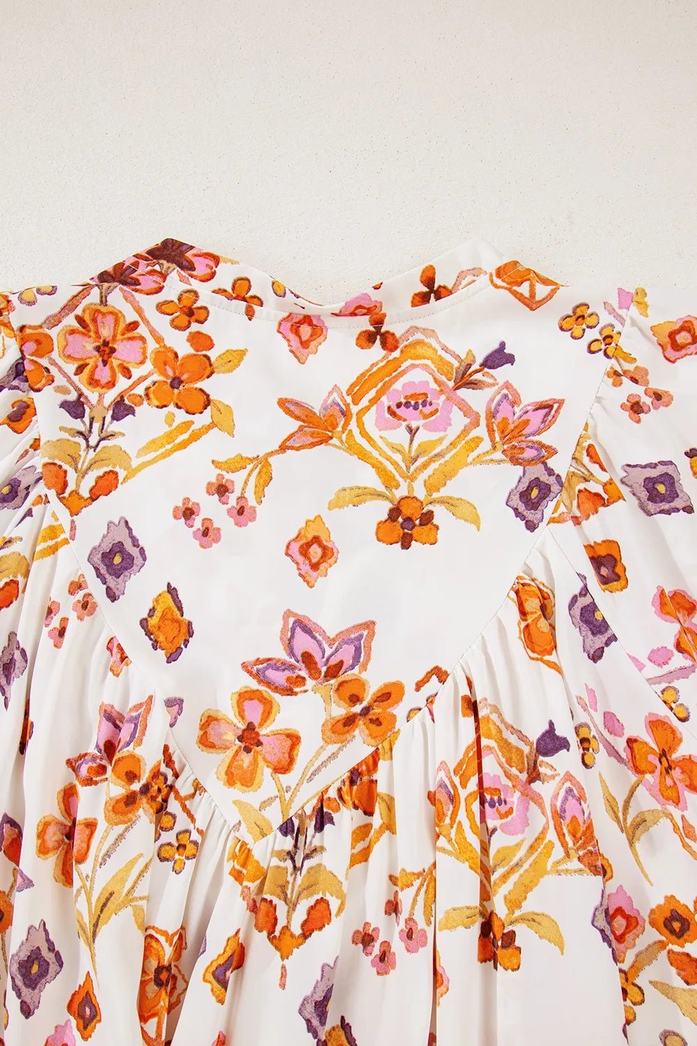 Printed Tie Neck Cap Sleeve Mini Dress – Floral for Shopify Collective (12 view)