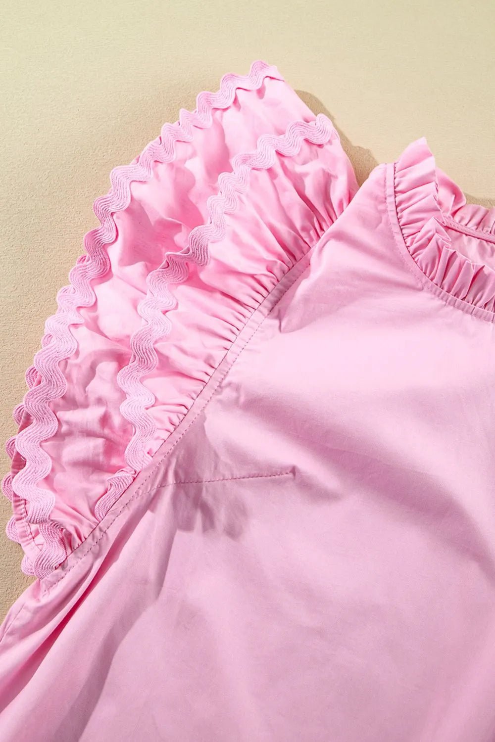 Ruffled Sleeve Frilled Collar Blouse – Blush Pink for Shopify Collective (9 view)