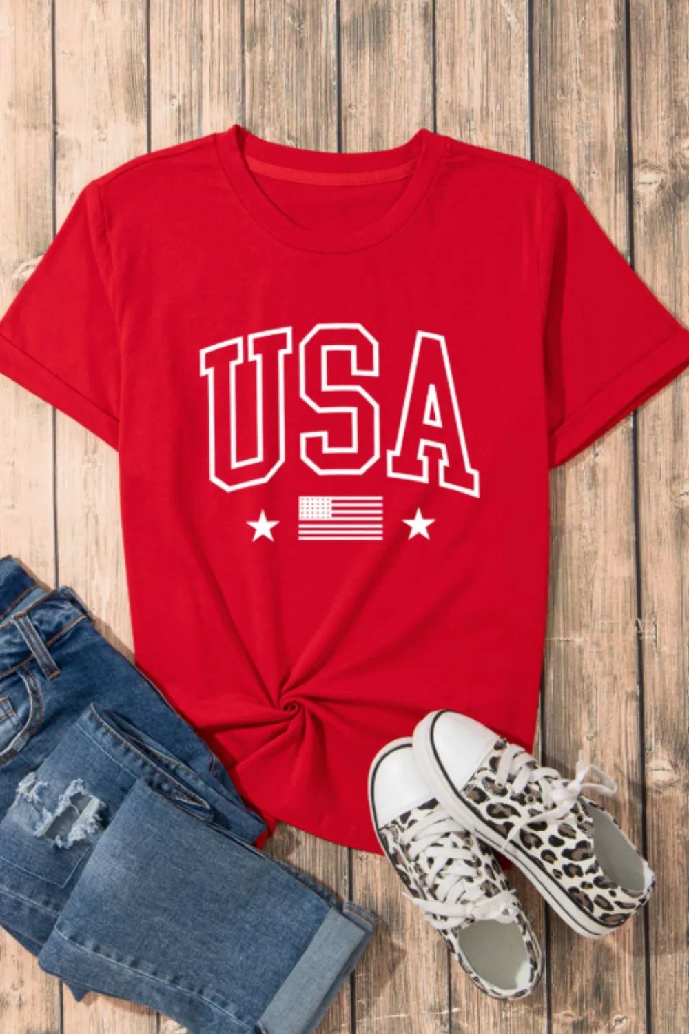 USA American Flag Crewneck T Shirt – Red for Shopify Collective (6 view)