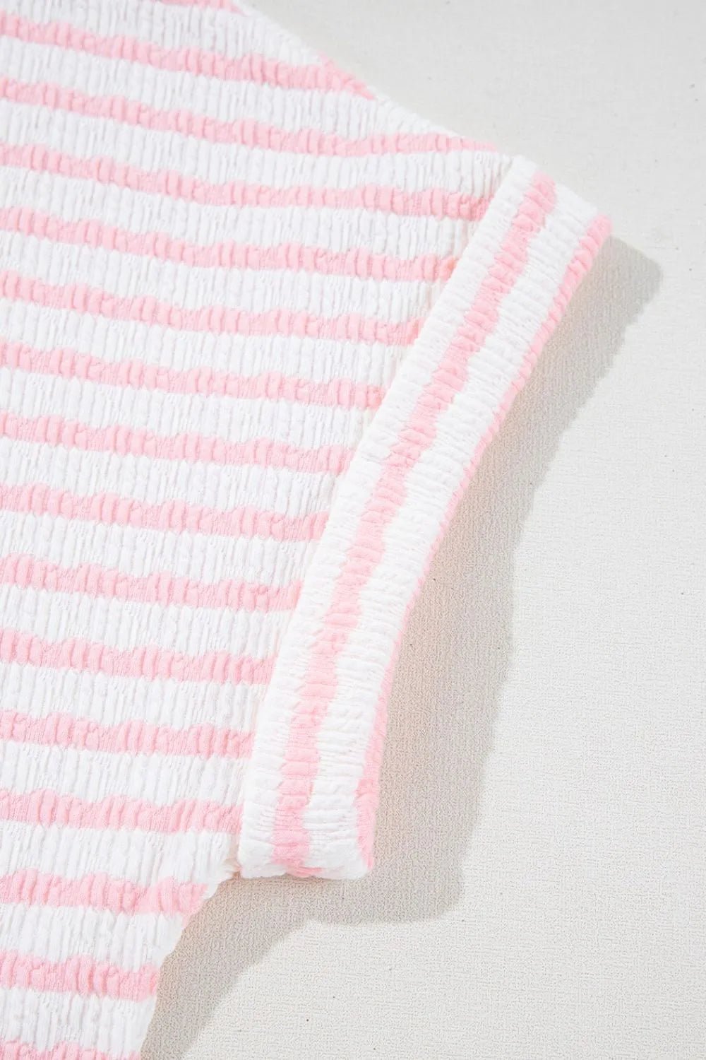 Stripe Knitted Short Sleeve Top and Drawstring Shorts Set – Blush Pink for Shopify Collective (7 view)