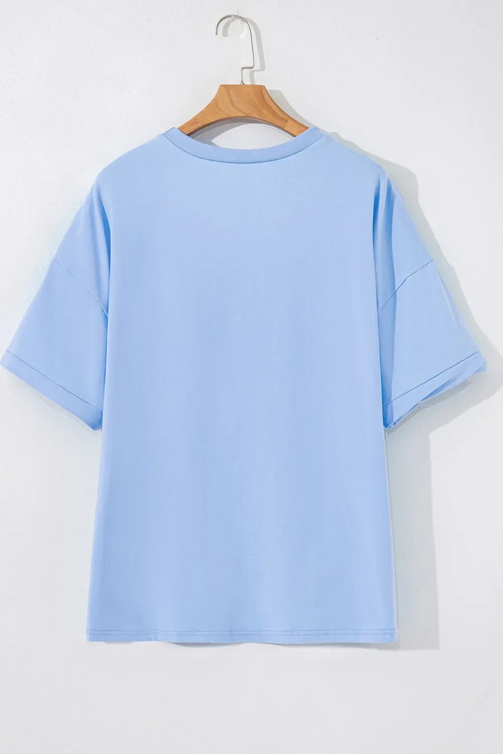 Loose Half Sleeve Hi Low Hem T Shirt – Light Blue for Best Sellers (4 view)