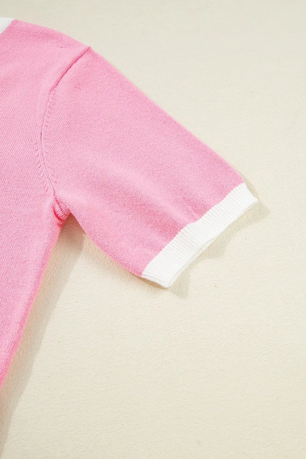 Bow Back Round Neck Short Sleeve Knit Top – Pink for Shopify Collective (12 view)