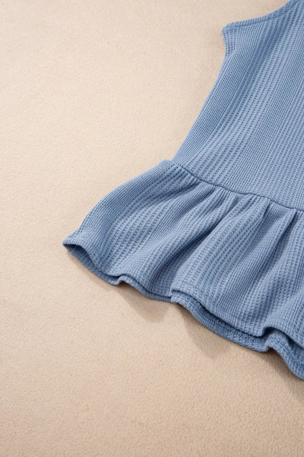 Color Ribbed Ruffle Tank Top and Pants Set – Dusty Blue for Shopify Collective (9 view)
