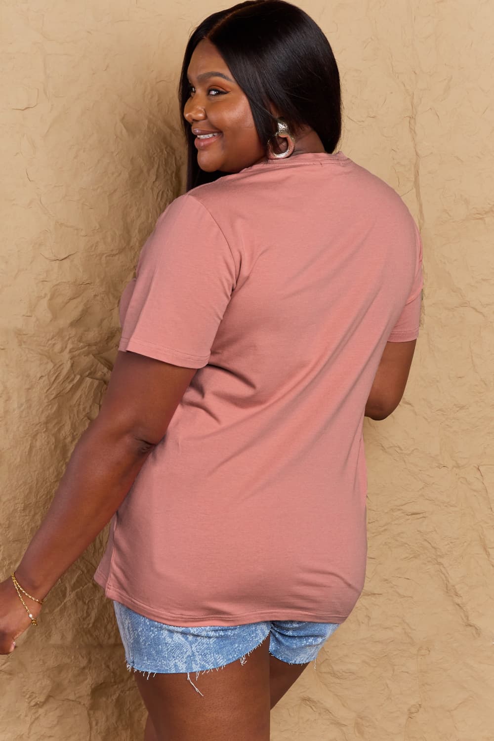 Simply Love Full Size WILD SOUL Graphic Cotton T-Shirt – Dusty Pink T-Shirt for Shopify Collective (6 view)