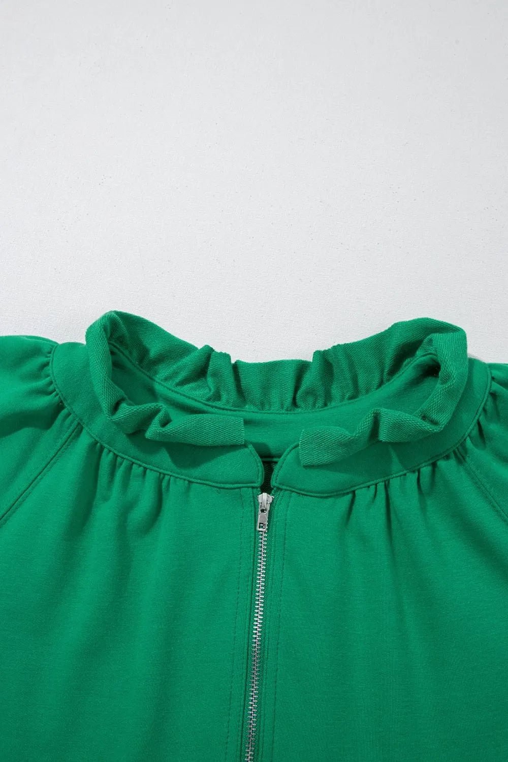 Frill Zip Front Puff Sleeve Top and Skort Set – Green for Shopify Collective (9 view)