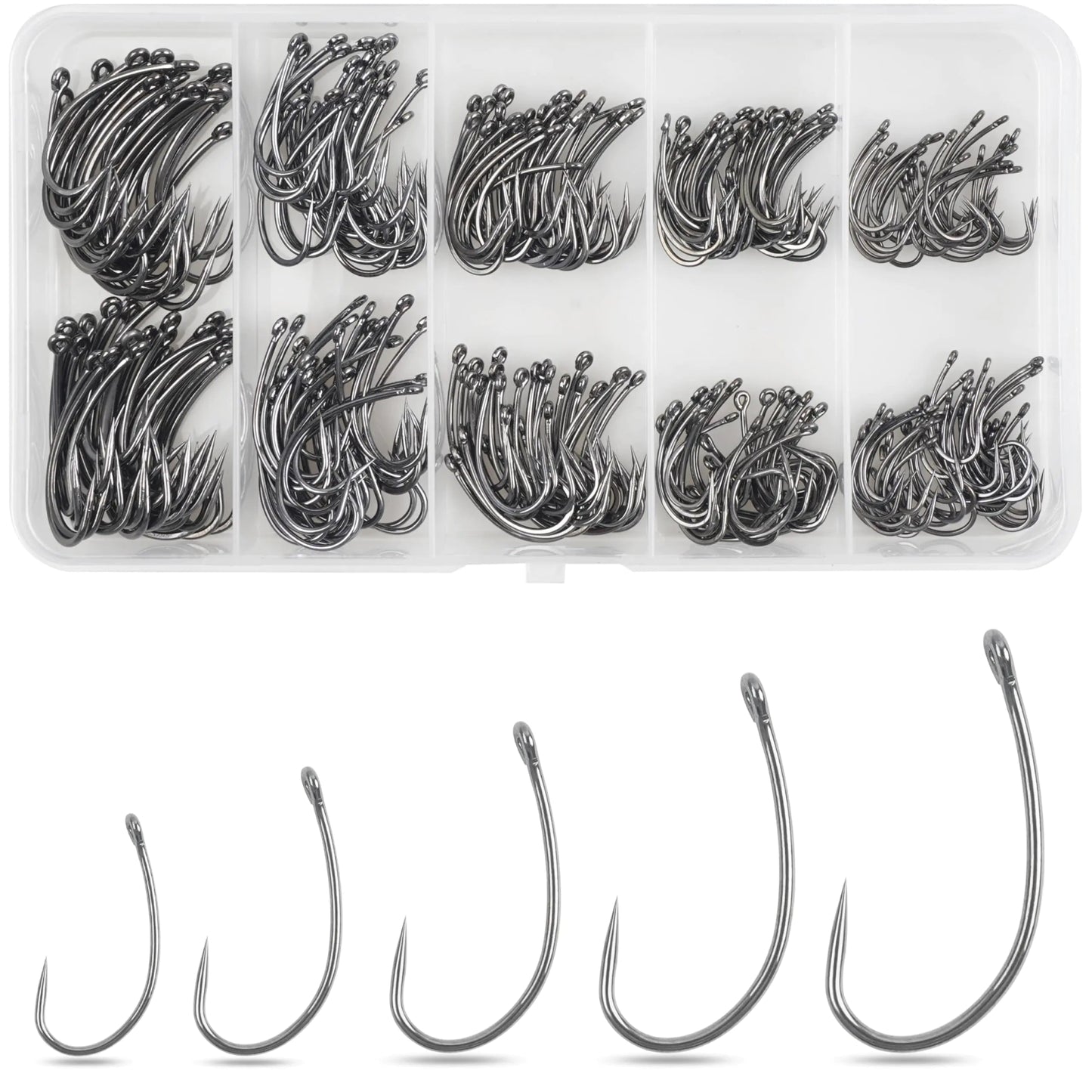 300pcs Barbless Fishing Hooks – Hair Rig Circle Hooks for Carp, Trout & Bass | Freshwater & Saltwater – 300pcs Fishing Hooks Set Fishing Gear for barbless hooks (1 view)