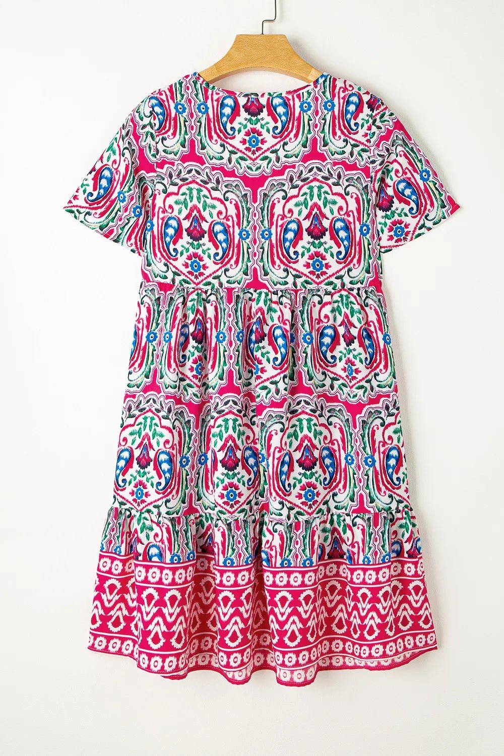 Printed Tie Neck Short Sleeve Dress – Floral for Shopify Collective (5 view)